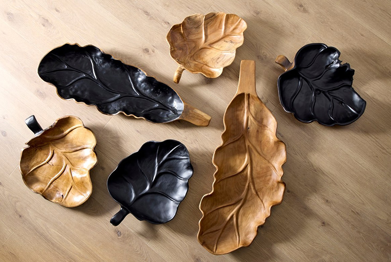 Teak Wood Leaf Bowls